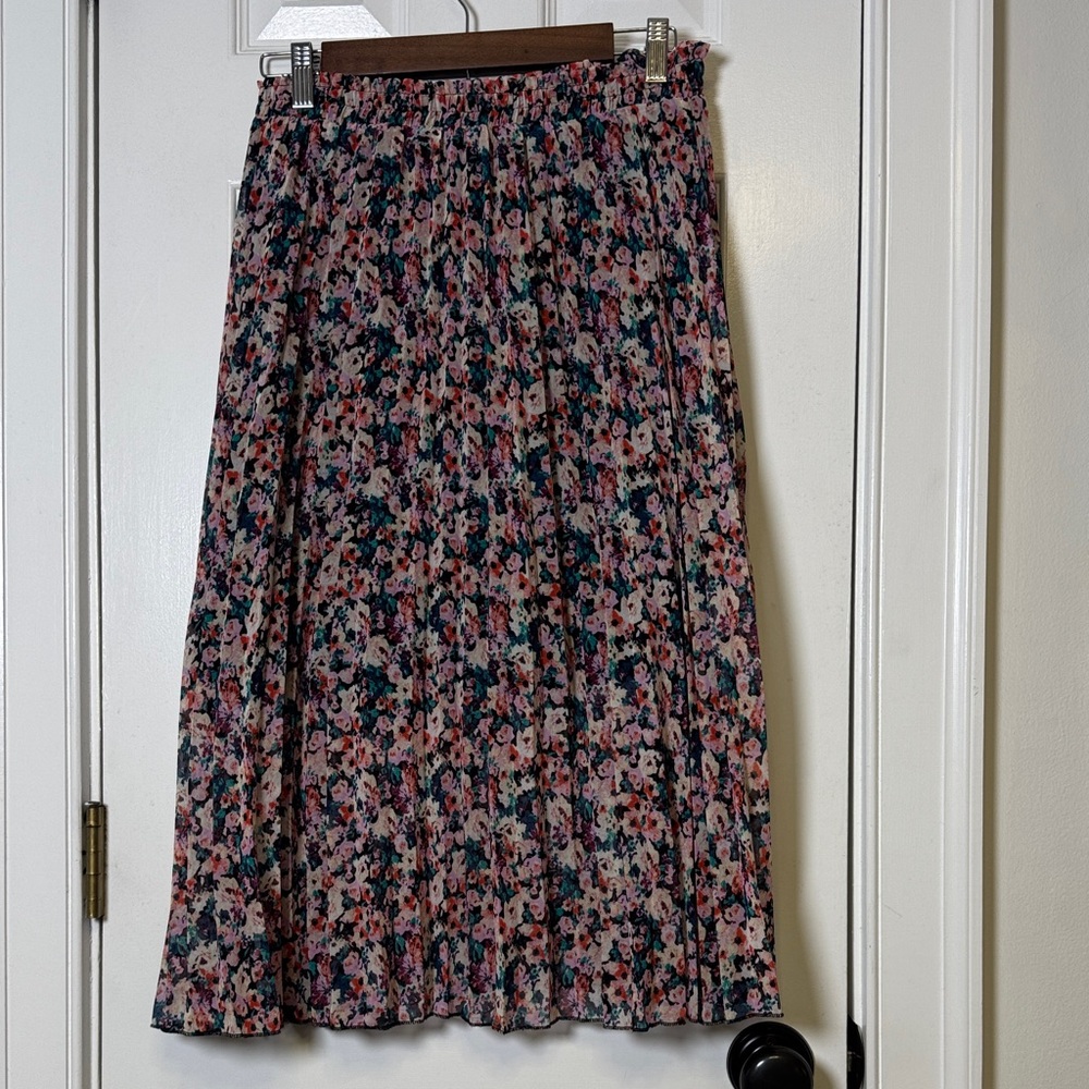 Disney Cinderella Floral Pleated Midi Skirt Small Elastic Waist